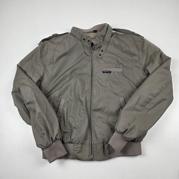 Vintage Members Only Jacket Mens 44 Gray Iconic Racer Bomber Epaulets Zip 80s - Picture 1 of 11